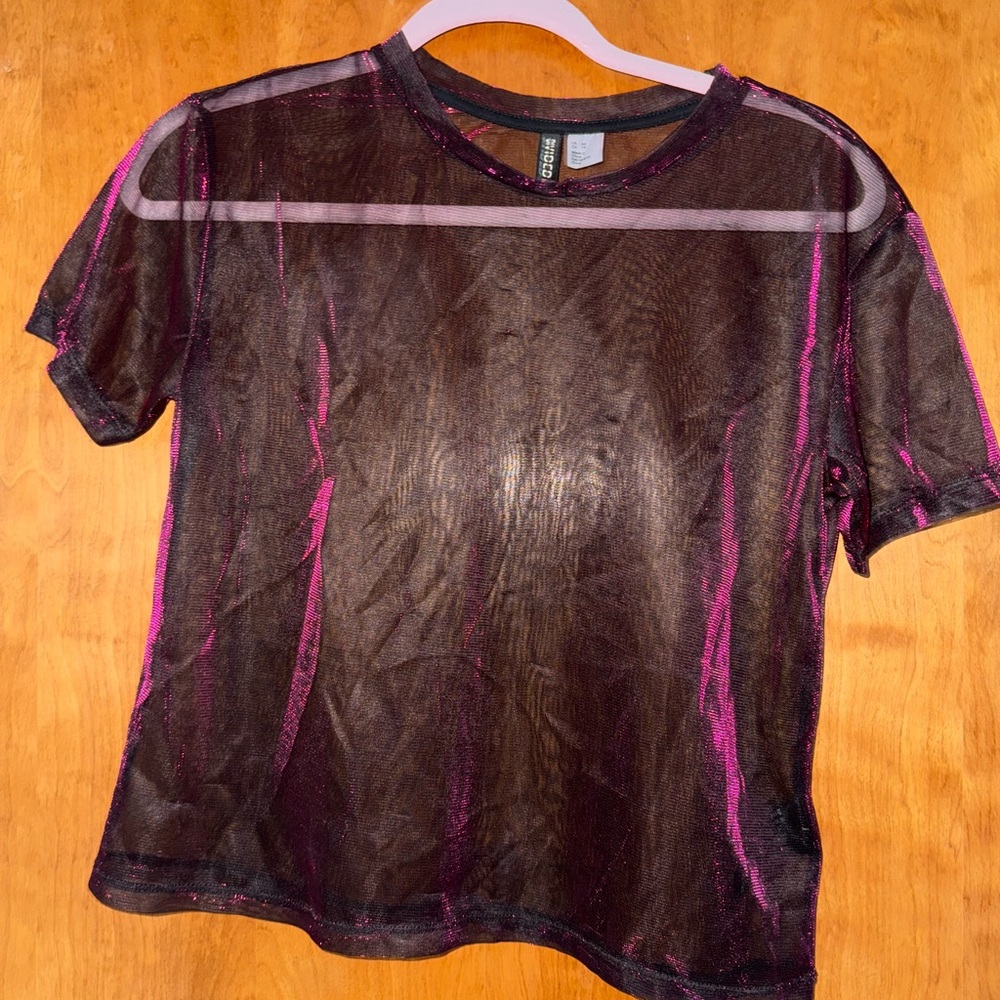 H&M Divided Sheer Black and Brown Top